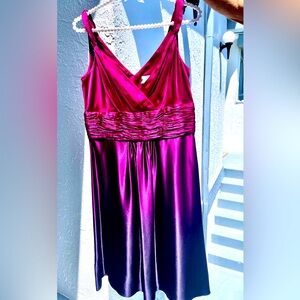 Stunning Ann Taylor Like New Silk Fit & Flare Gradient Fuchsia/Wine Dress Sz 6